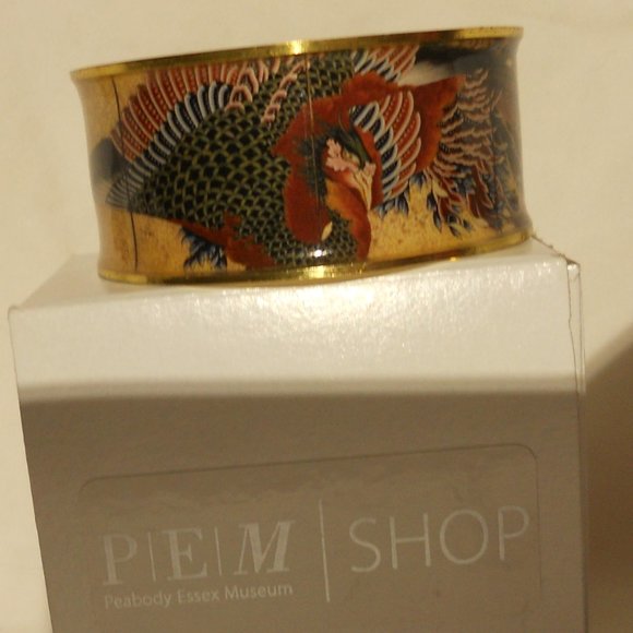 Art Cuff Japan Edo reproduction Phoenix Bracelet Bangle Goldtone nib - Picture 1 of 15